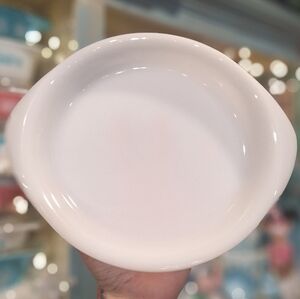 Vintage Glasbake 9.5 Inch Shallow Pie Plate, Milk Glass Oven Ware, Retro Kitchen